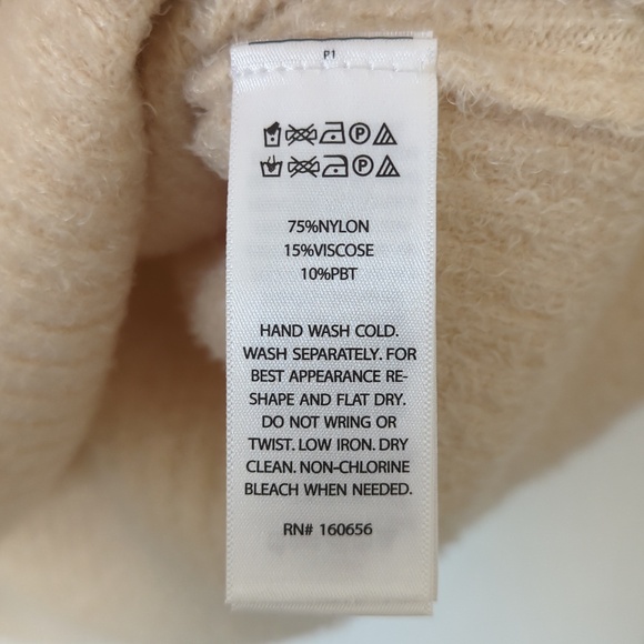 Joie Classic Plush Fuzzy Ribbed Knit Relaxed Fit V-neck Sweater Tank Top Cream L - Picture 5 of 9